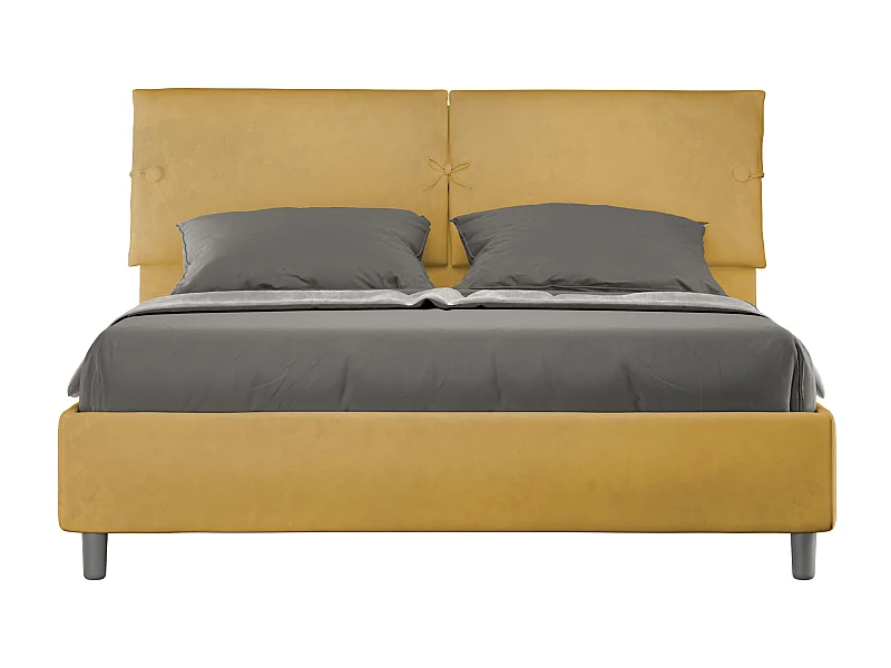 Lit coffre rembourré 160x200 microfibre ocre Sleeper