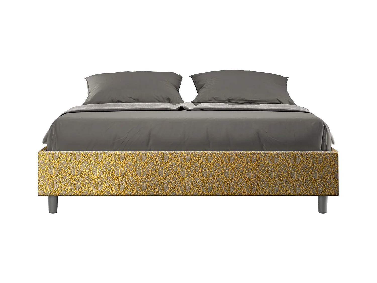 Lit coffre rembourré 160x210 tissu Era 06 jaune Azelia