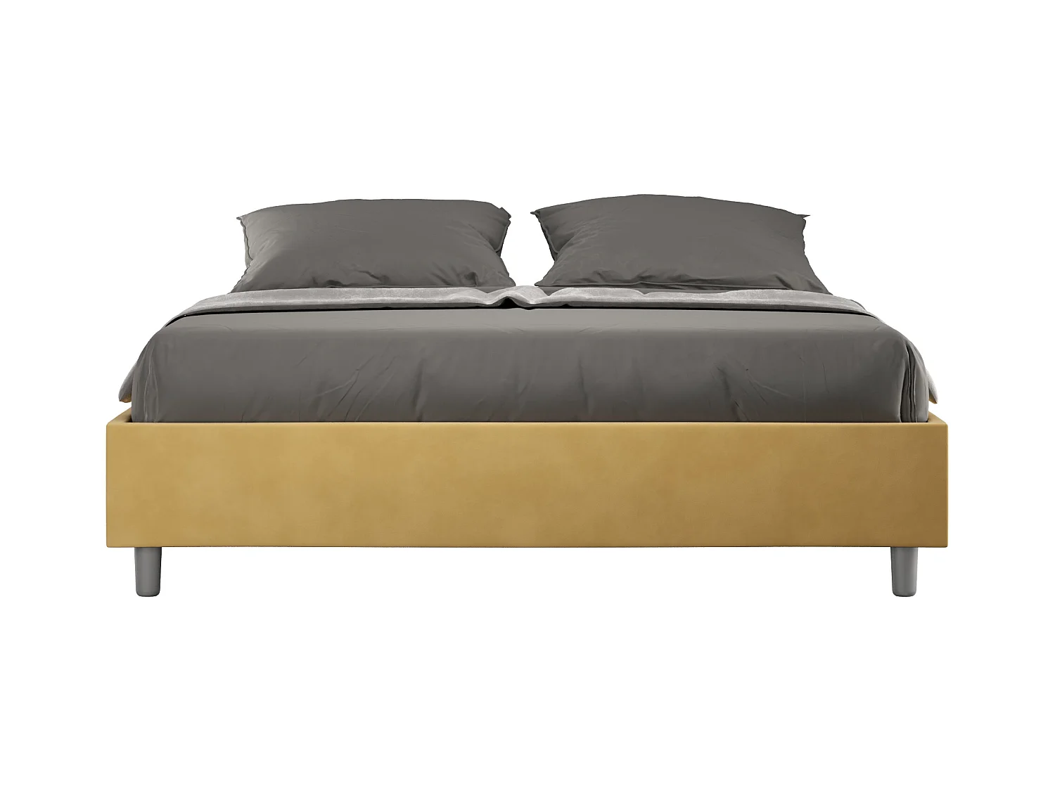 Lit coffre rembourré 160x210 microfibre ocre Azelia