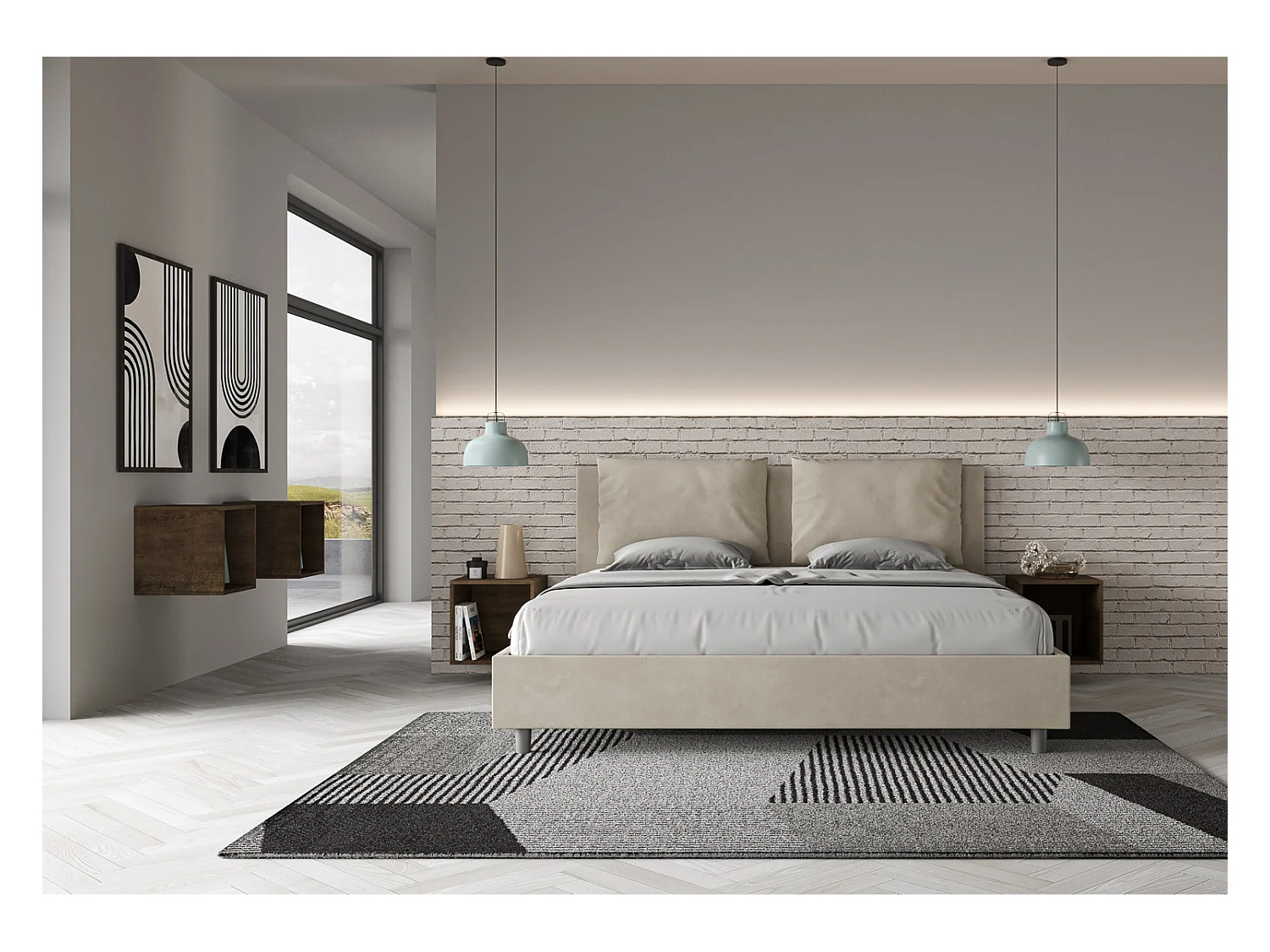 Antea gecapitonneerd opbergbed 180x200 in zand microvezel