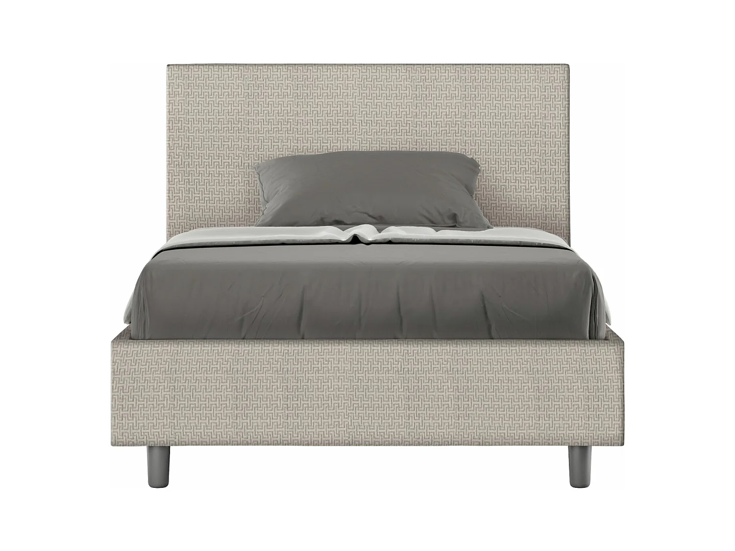Lit 1 place et demi coffre rembourré 120x190 tissu Labirinto 1 blanc Adele