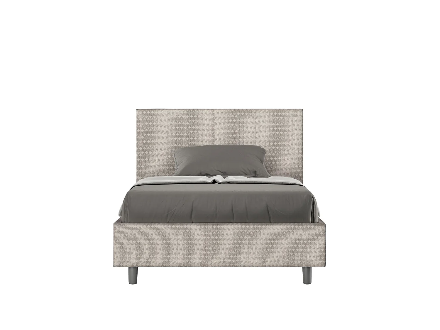 Cama de una plaza y medio con almacenaje acolchada 120x190 tejido Labirinto 1 blanco Adele
