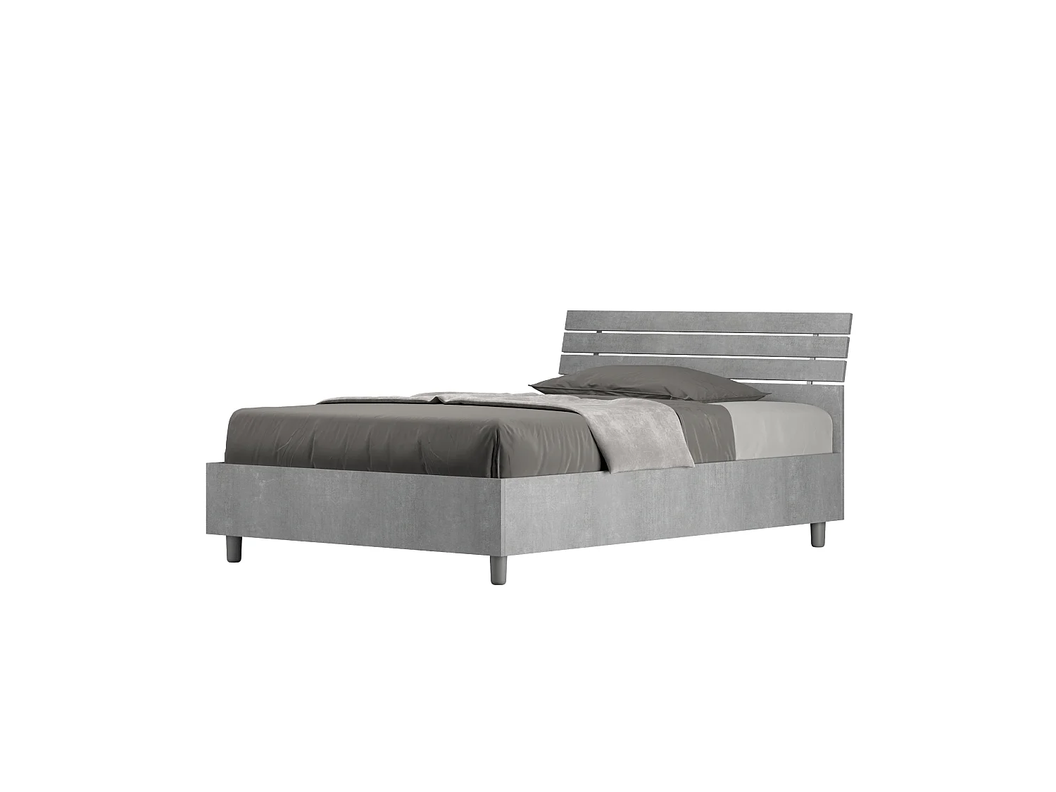 Bed 120x200 met opbergruimte schuin bedhoofd met laatten cement Ankel