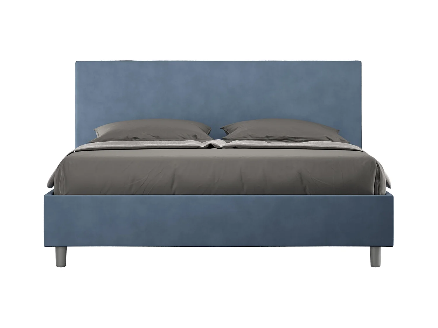 Lit coffre rembourré 160x210 microfibre bleu Adele