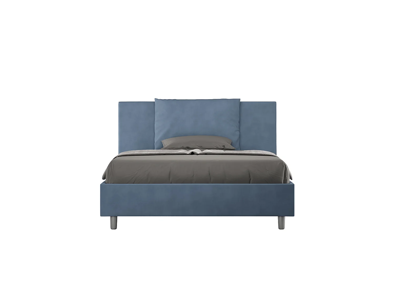 Lit double coffre rembourré 140x210 microfibre bleu Antea