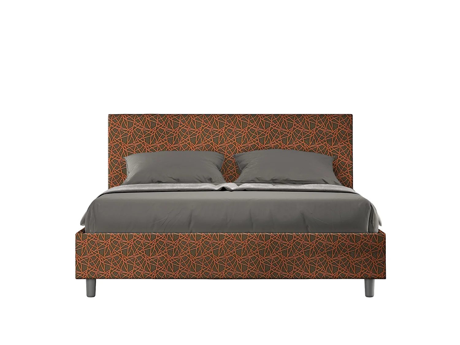 Letto contenitore imbottito 160x190 tessuto Era 04 arancio Adele