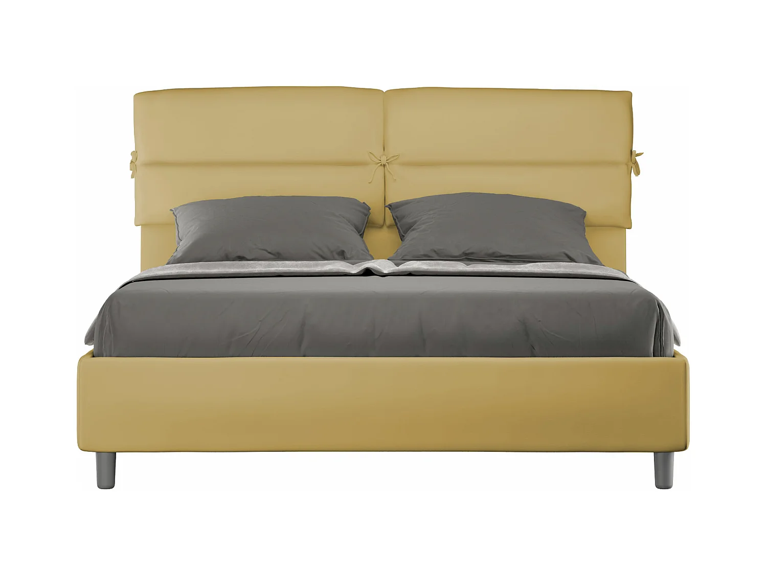 Lit coffre rembourré 160x210 microfibre ocre Nandy