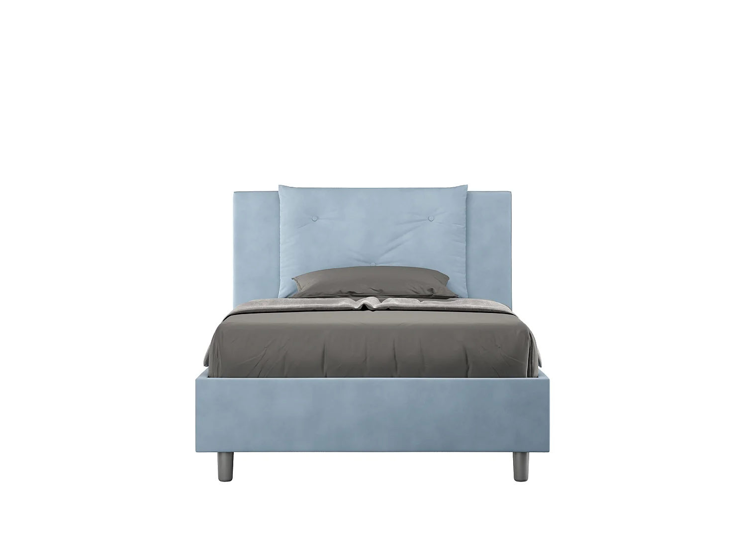 Lit 1 place et demi coffre rembourré 120x190 microfibre bleu clair Appia