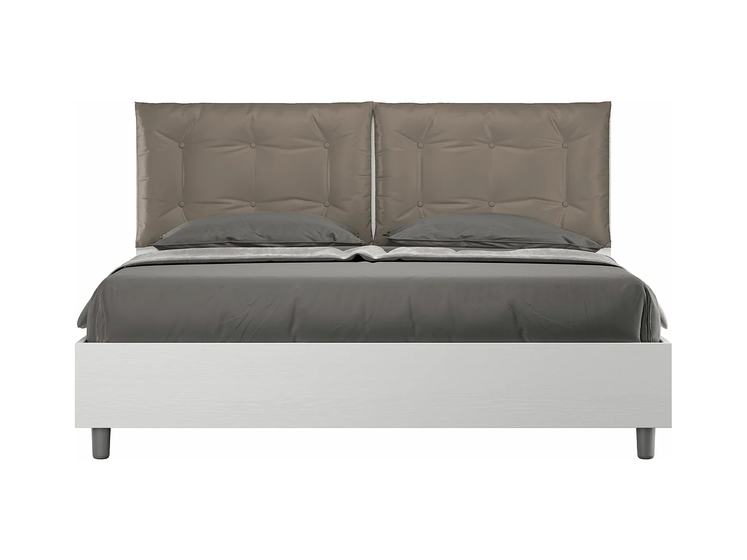 Lit coffre 160x200 avec coussins similicuir cappuccino Egos Annalisa