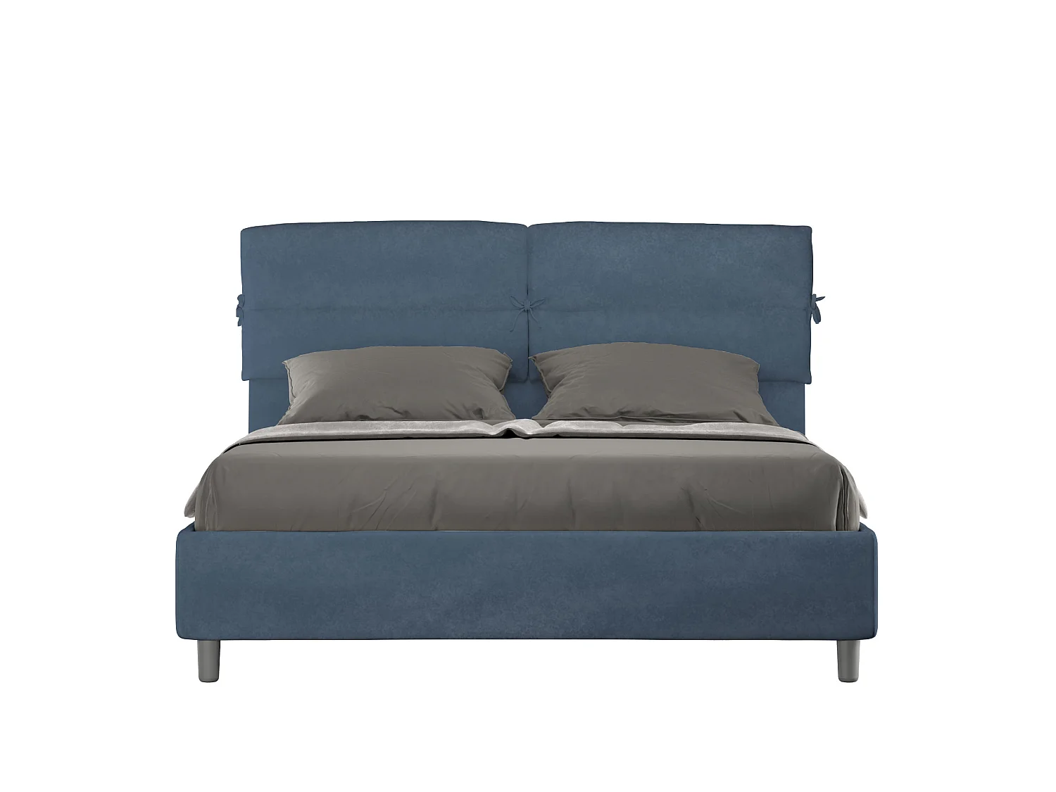 Lit coffre rembourré 160x190 microfibre bleu Nandy