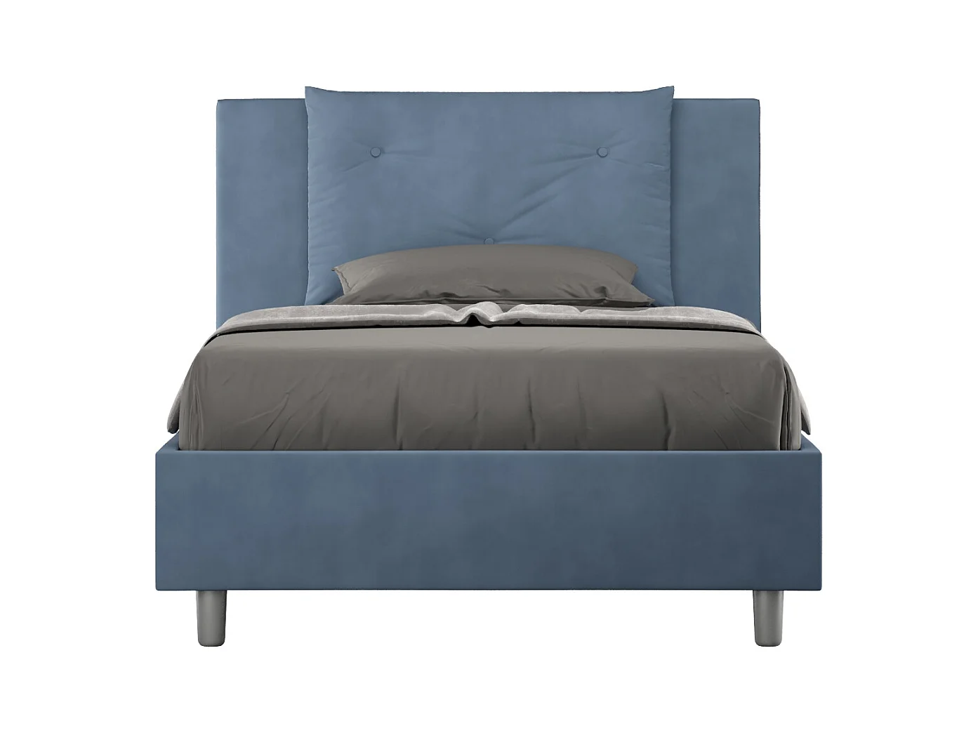 Lit 1 place et demi coffre rembourré 120x190 microfibre bleu Appia