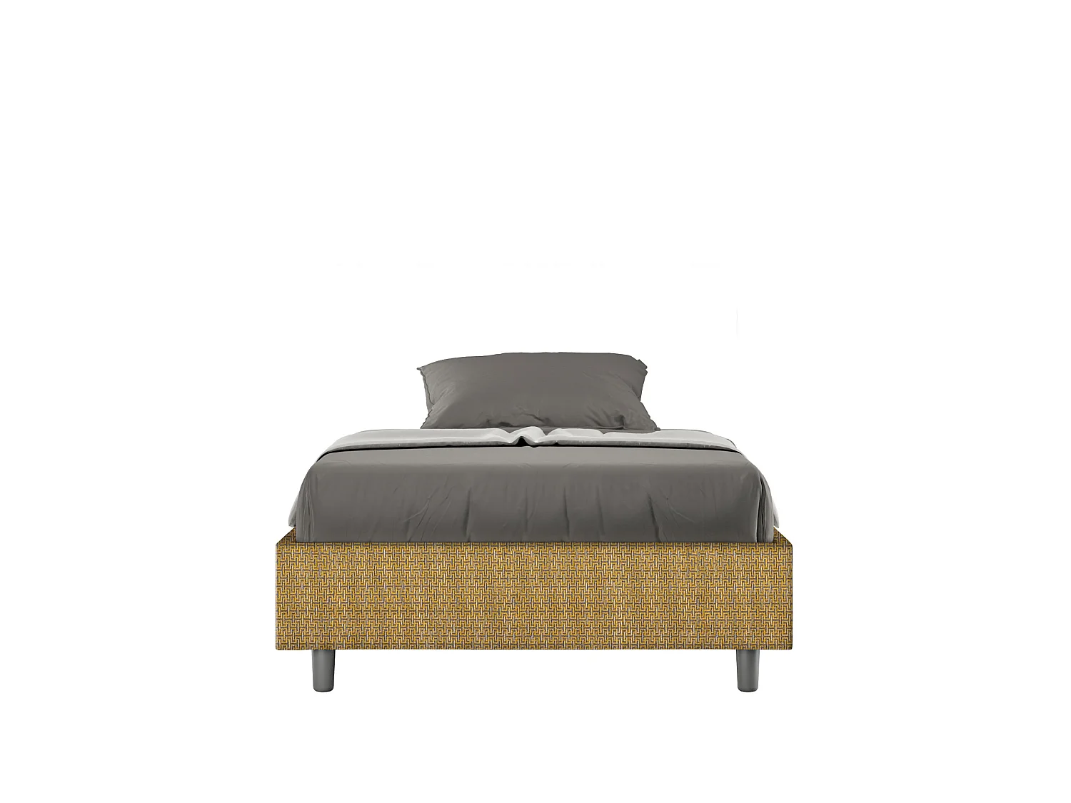 Cadre de lit 1 place et demi coffre rembourré 120x190 tissu Labirinto 6 jaune Azelia