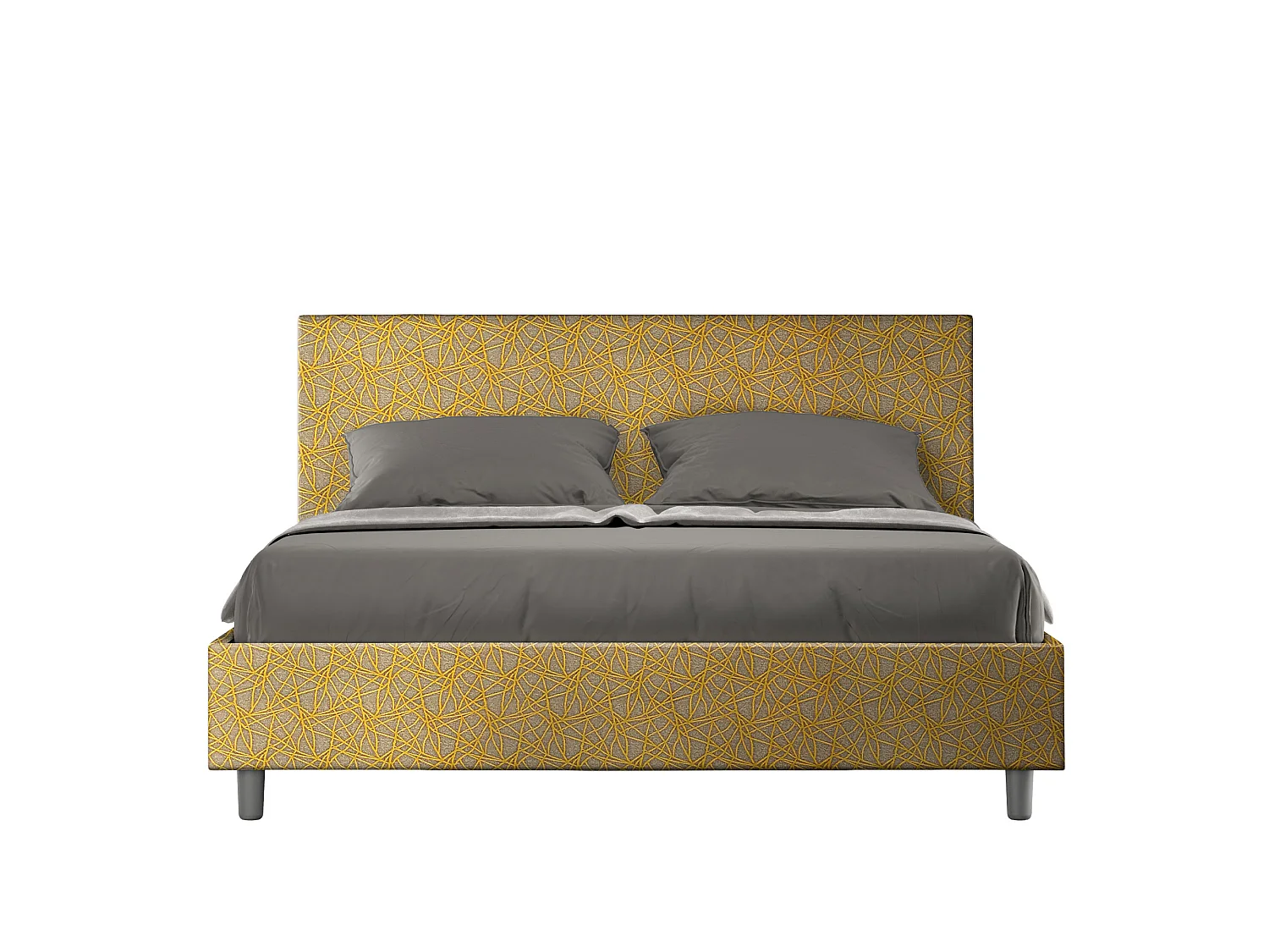 Letto contenitore imbottito 160x190 tessuto Era 06 giallo Adele
