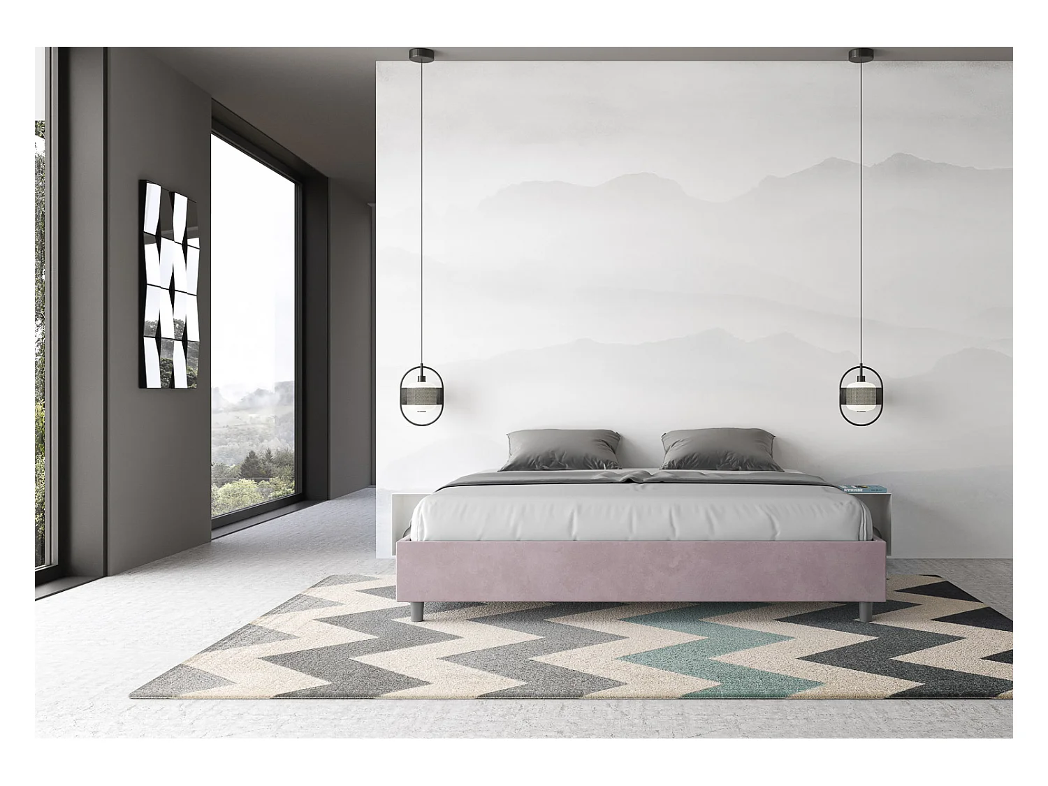 Cama sommier contenedor acolchado microfibra glicina Azelia 200x210