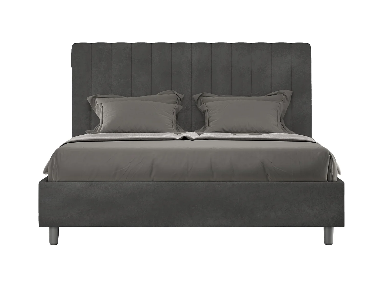 Lit coffre rembourré 160x210 microfibre gris Agueda