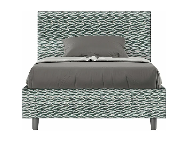 Cama de una plaza y medio con almacenaje acolchada 120x190 tejido Aragona 7 azul claro Adele