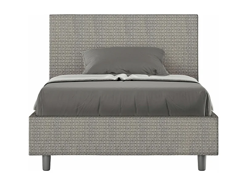 Lit 1 place et demi coffre rembourré 120x190 tissu Labirinto 2 gris Adele