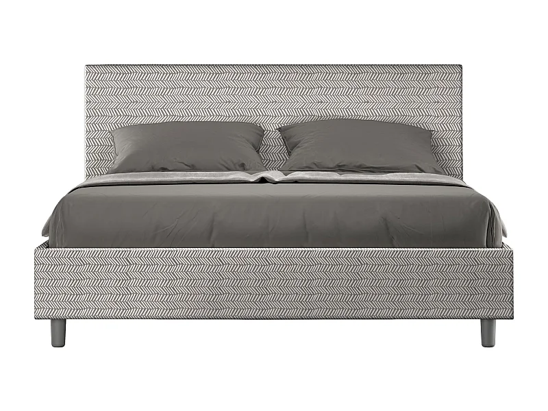 Letto contenitore imbottito 160x200 tessuto Aragona 1 bianco Adele