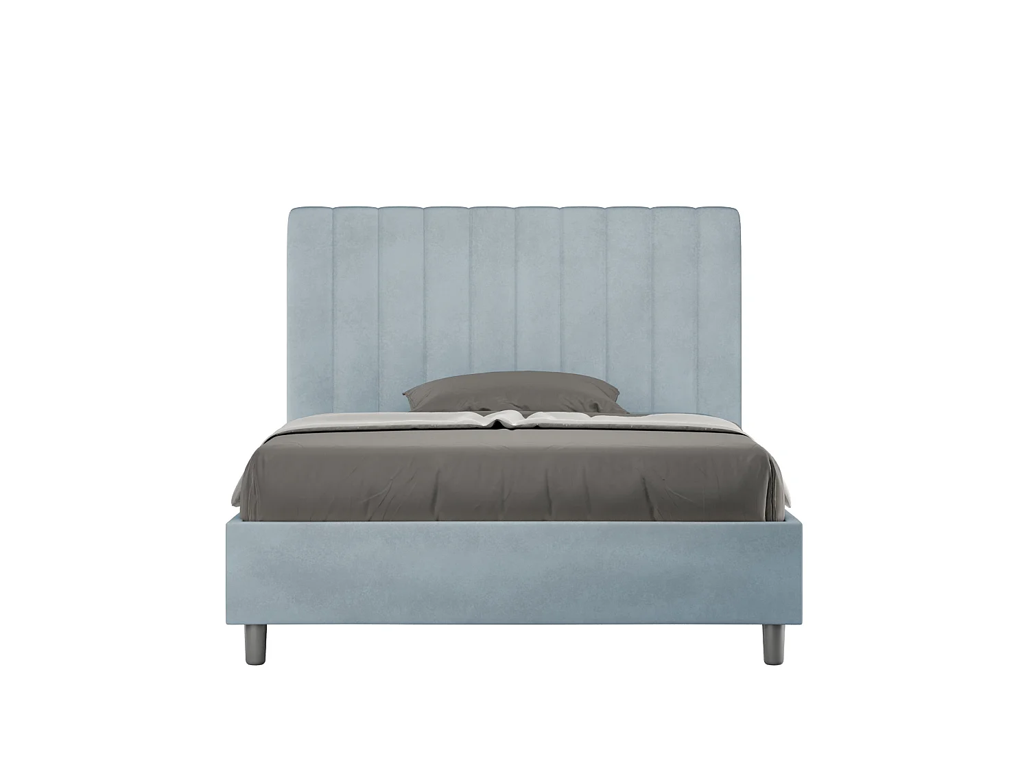 Lit 1 place et demi coffre rembourré 120x190 microfibre bleu clair Agueda