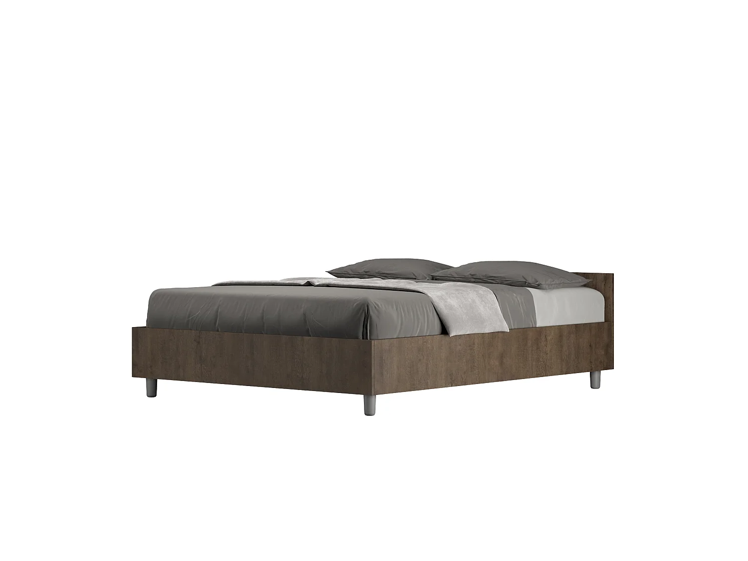 Lit double coffre 140x200 noyer Nuamo