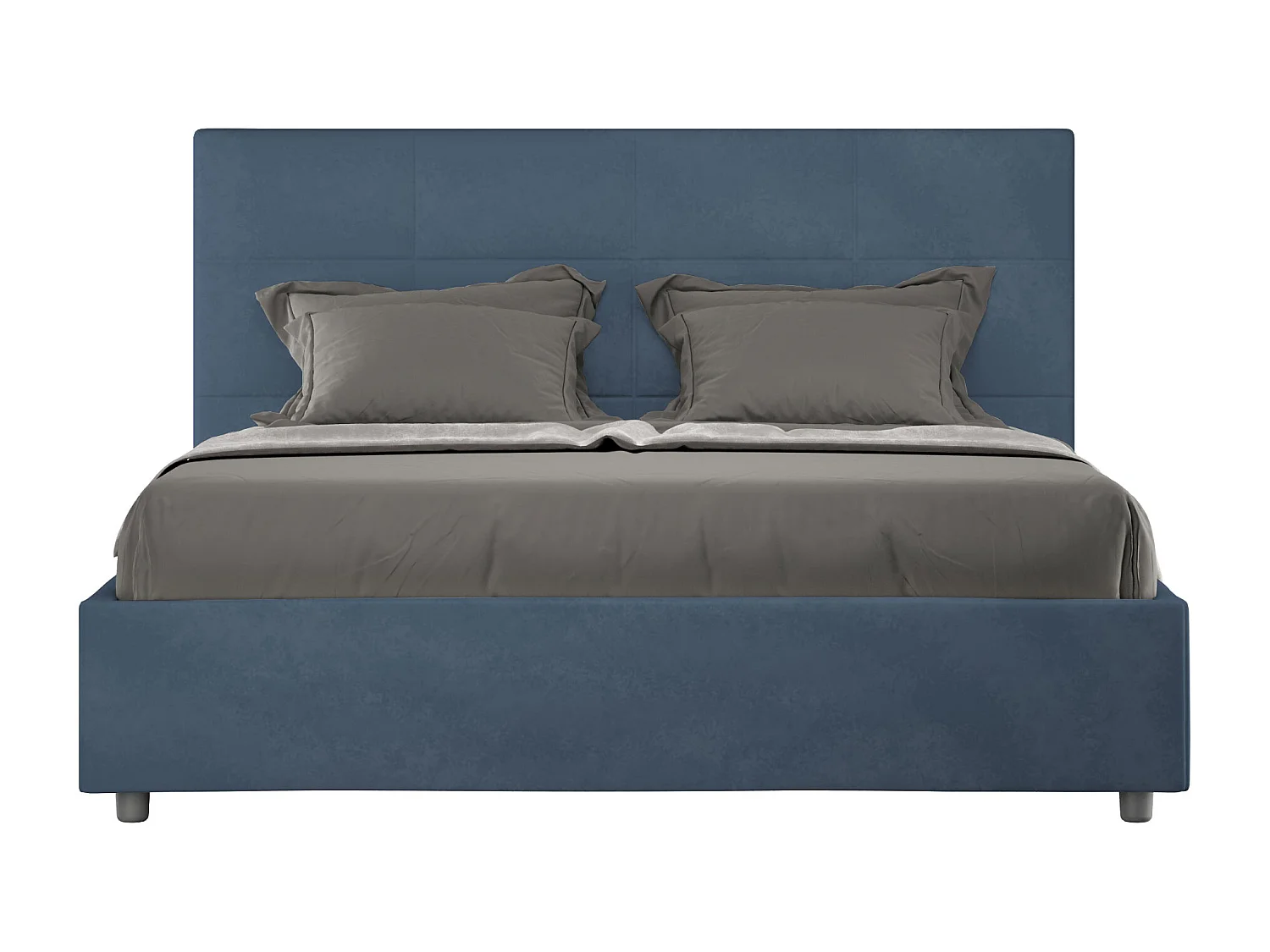 Gepolstertes Bett mit Bettkasten 140x200 mit Mikrofaserbezug Blau Mika