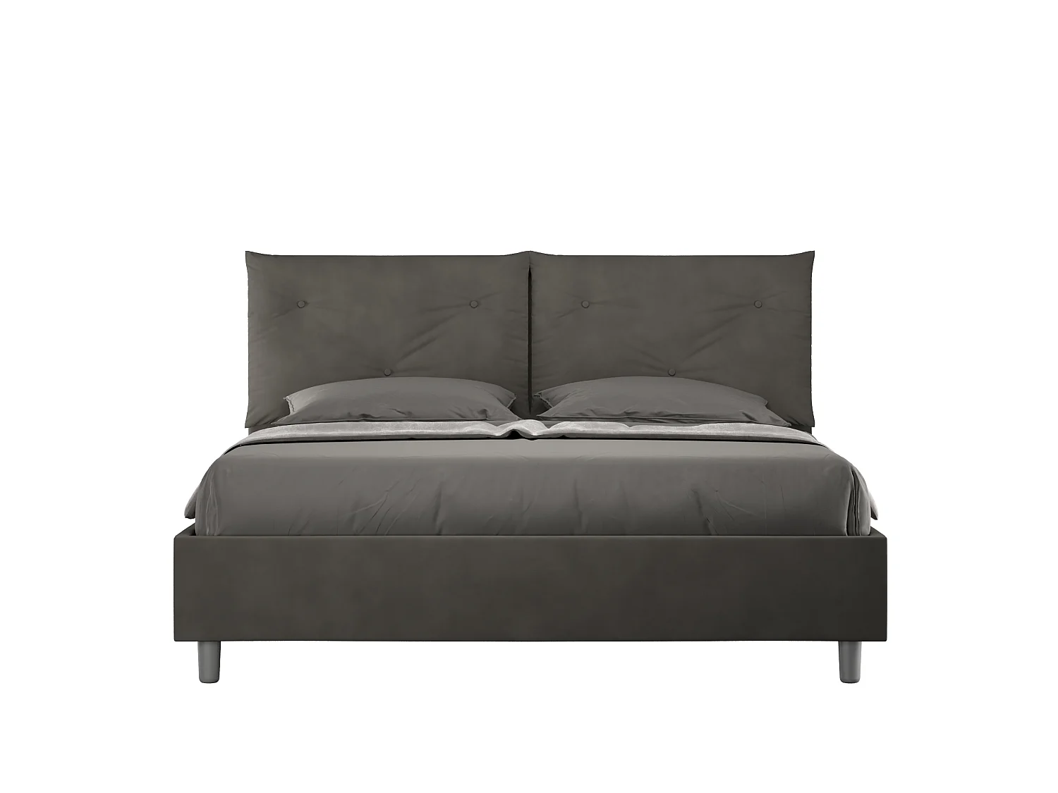 Gepolstertes Bett mit Bettkasten 160x210 mit Mikrofaserbezug Grau Appia
