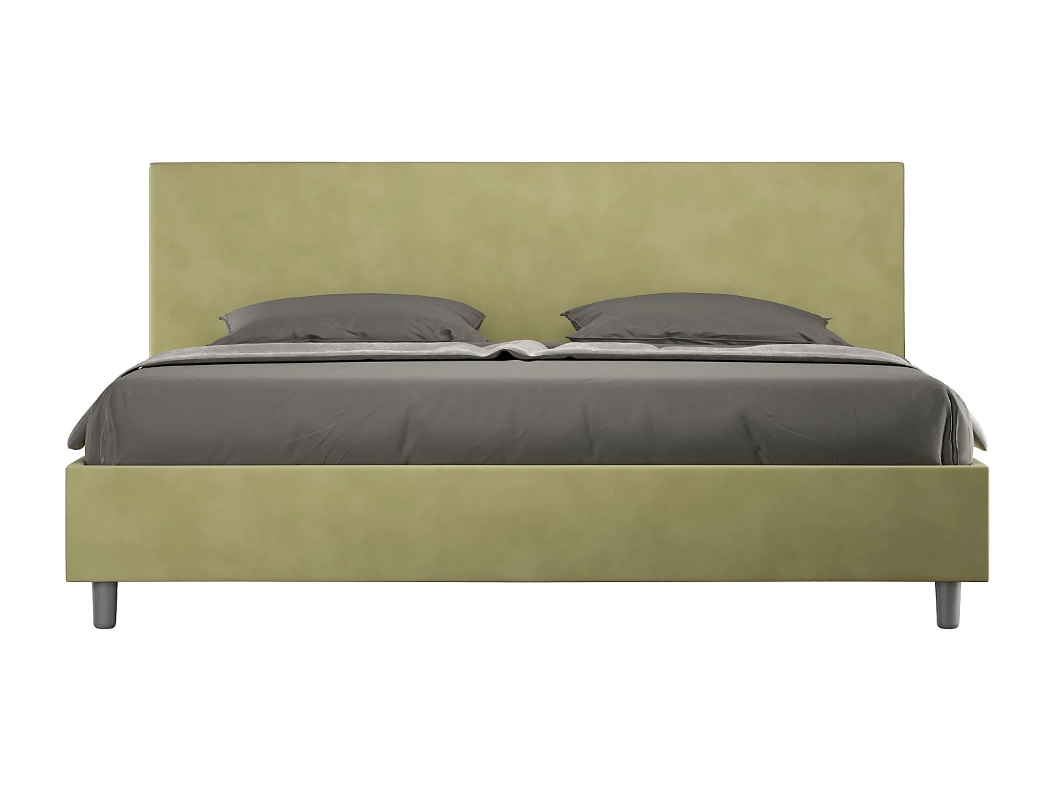 Lit king size coffre rembourré 200x200 microfibre vert Adele