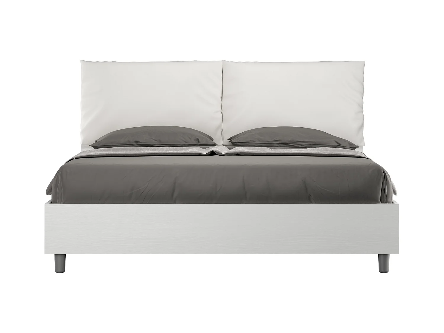 Lit coffre 160x200 avec coussins similicuir blanc Egos Antea