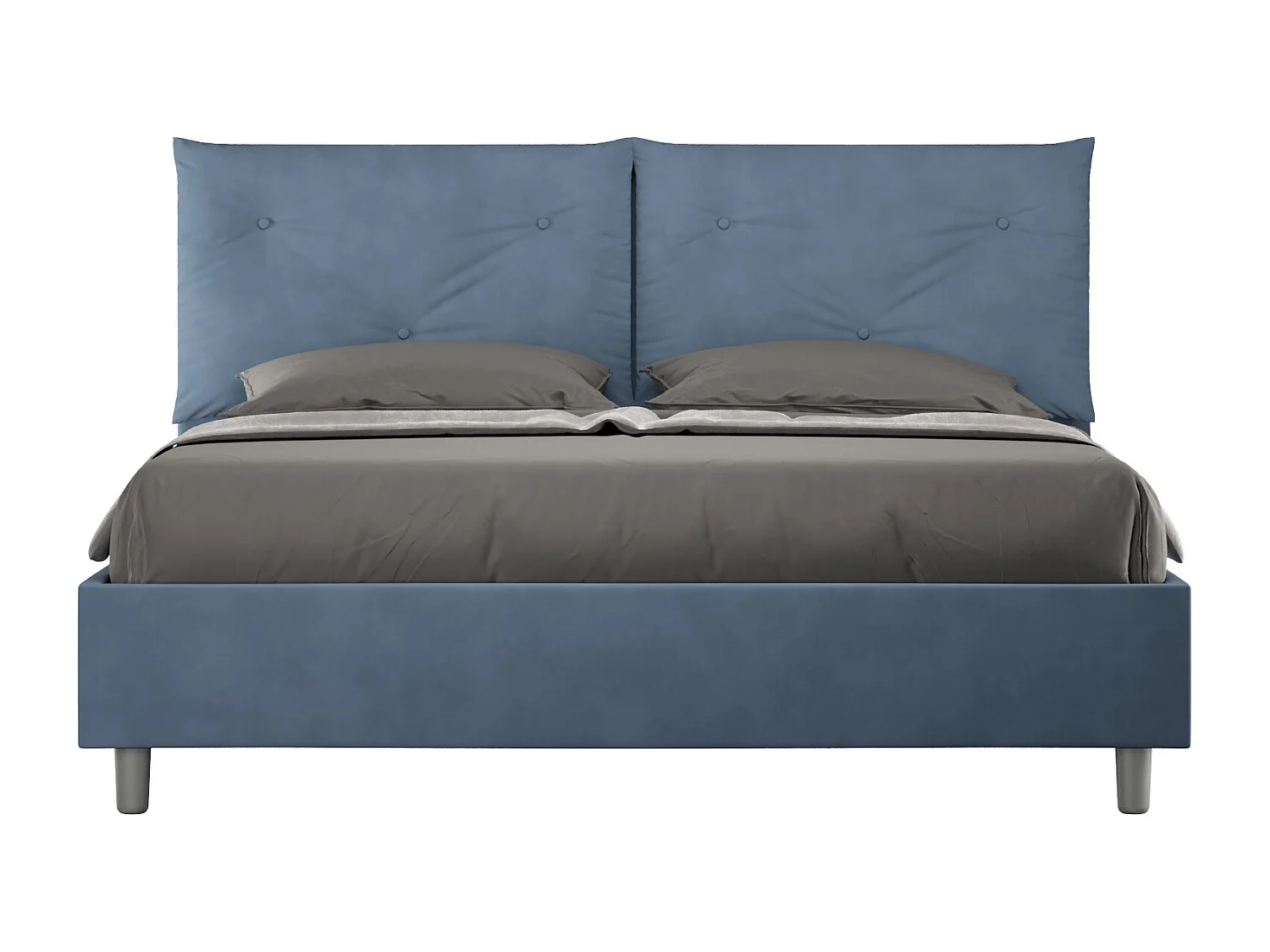 Cama contenedor tapizada 160x190 en microfibra azul Appia