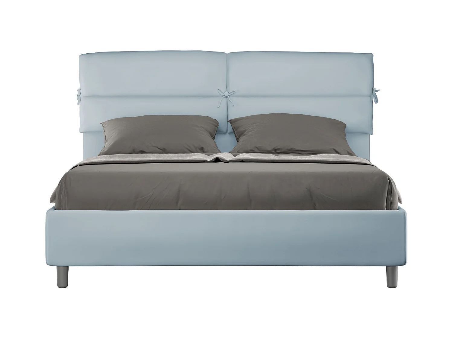 Lit coffre rembourré 160x200 microfibre bleu clair Nandy