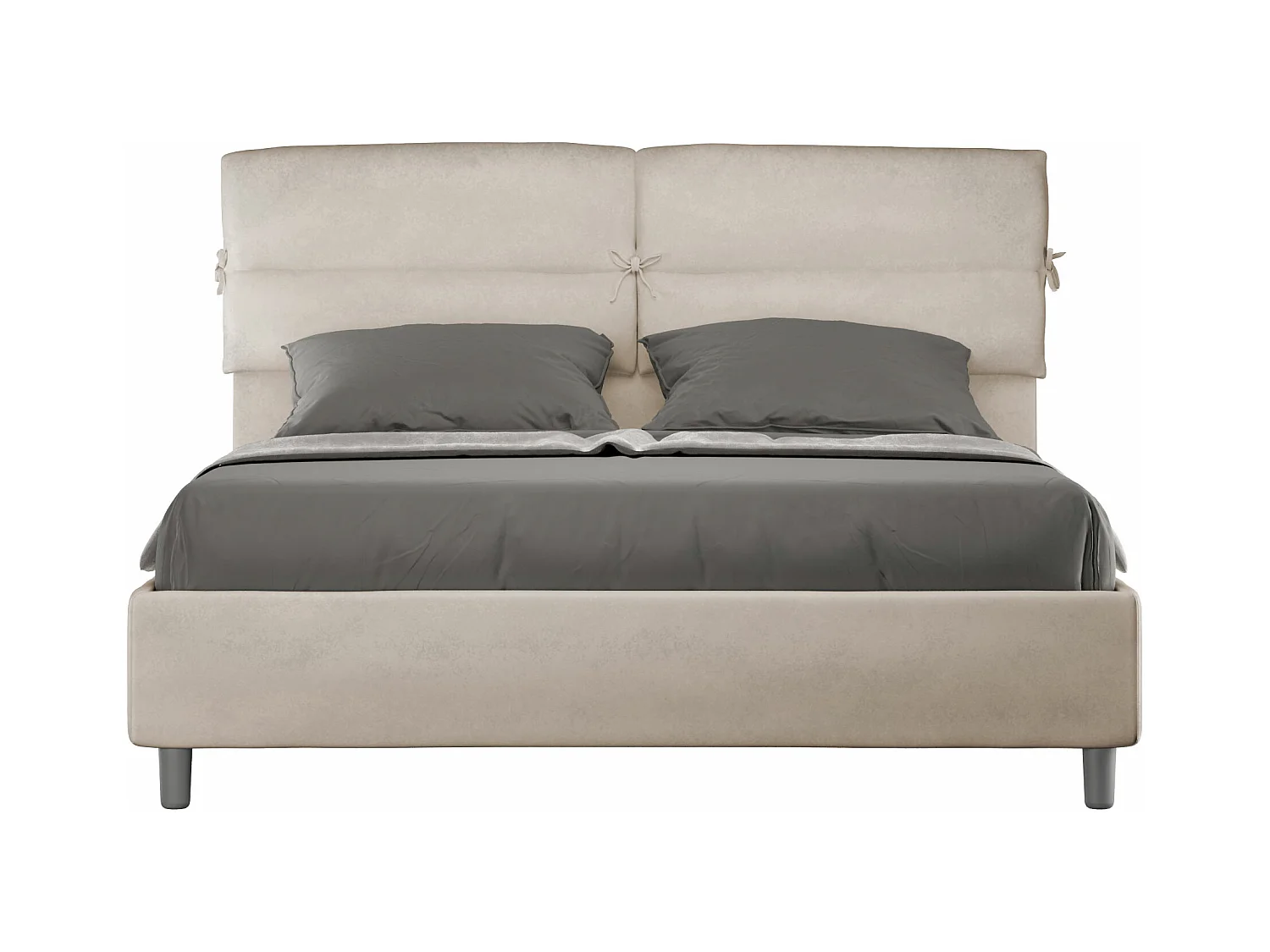 Lit coffre rembourré 160x210 microfibre sable Nandy