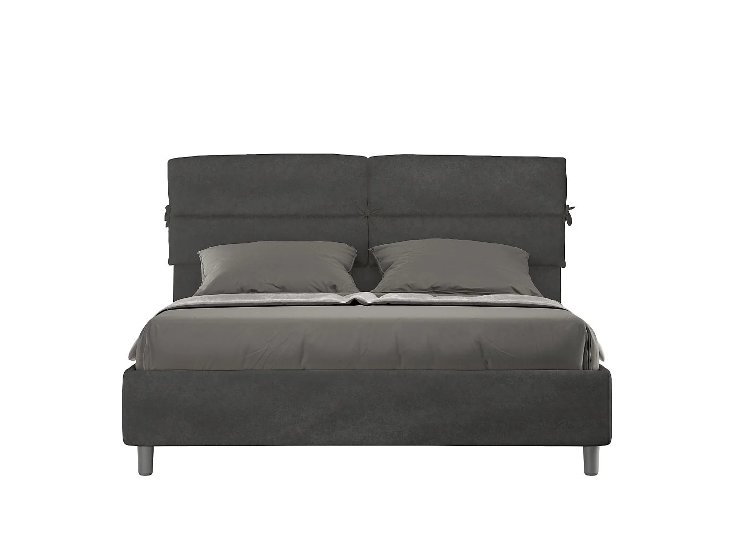 Lit coffre rembourré 160x200 microfibre gris Nandy