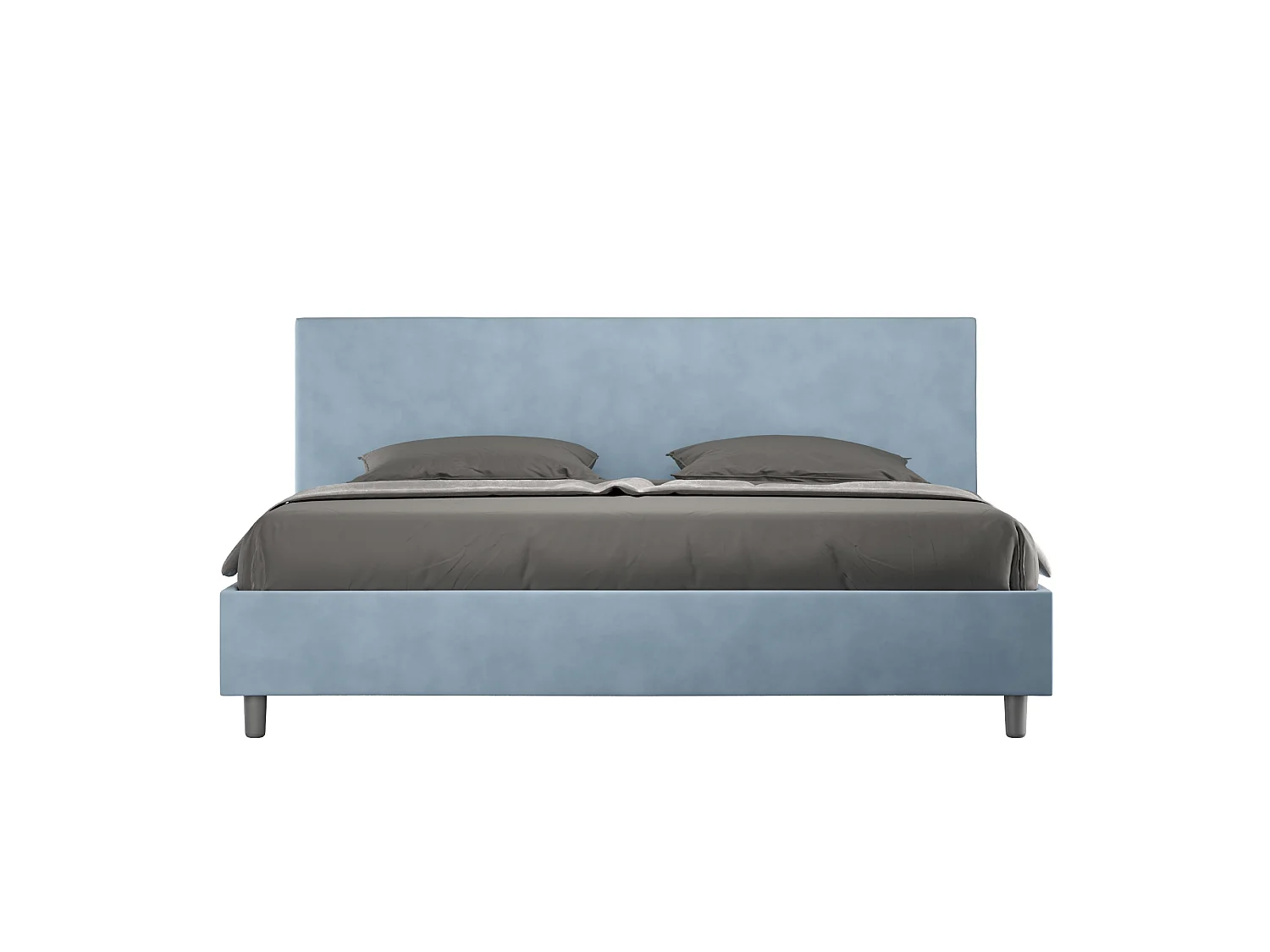 Gepolstertes Bett mit Bettkasten 200x200 mit Mikrofaserbezug Himmelblau Adele