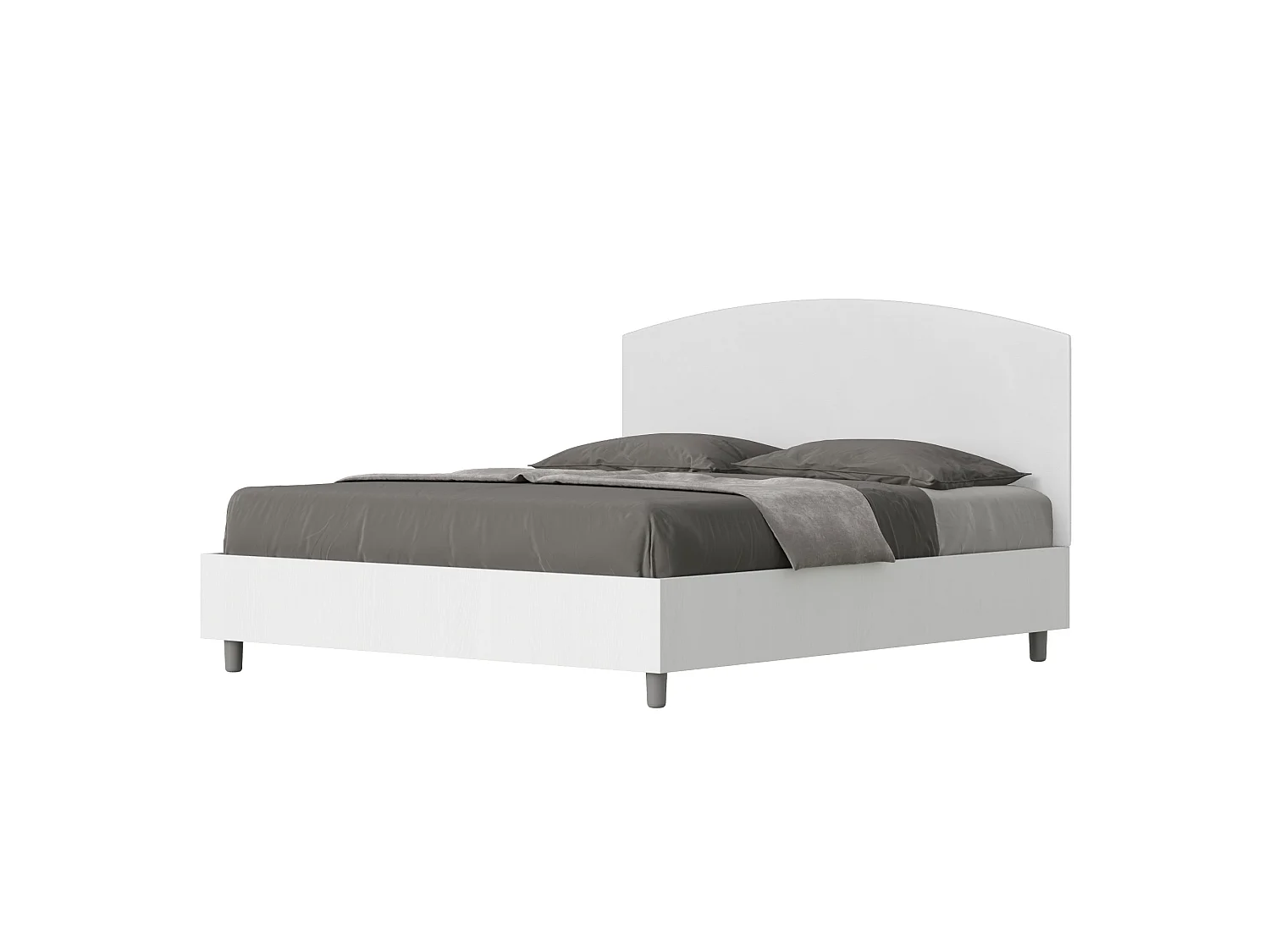 Lit coffre 160x190 structure frêne blanc tête de lit similicuir blanc Antilia