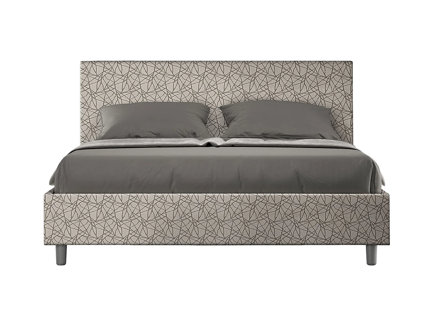 Lit coffre rembourré 160x210 tissu Era 02 gris Adele