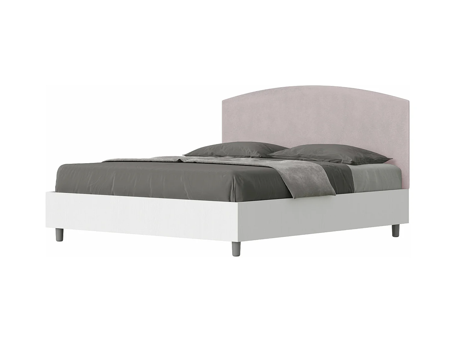 Lit coffre 160x200 structure frêne blanc tête de lit microfibre lilas Antilia