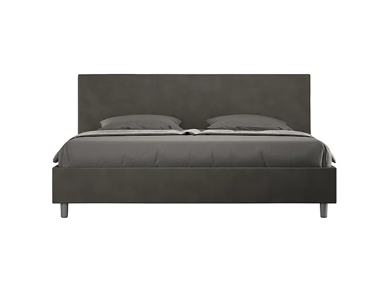Cama contenedor tapizada en microfibra gris Adele 200x210