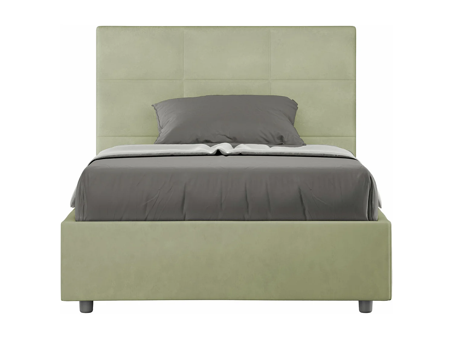 Letto contenitore imbottito 120x210 microfibra tè verde Mika