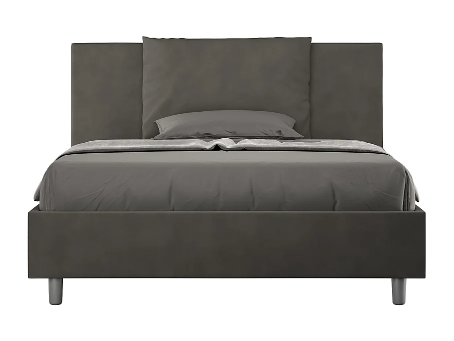 Letto contenitore imbottito 140x210 microfibra grigio Antea