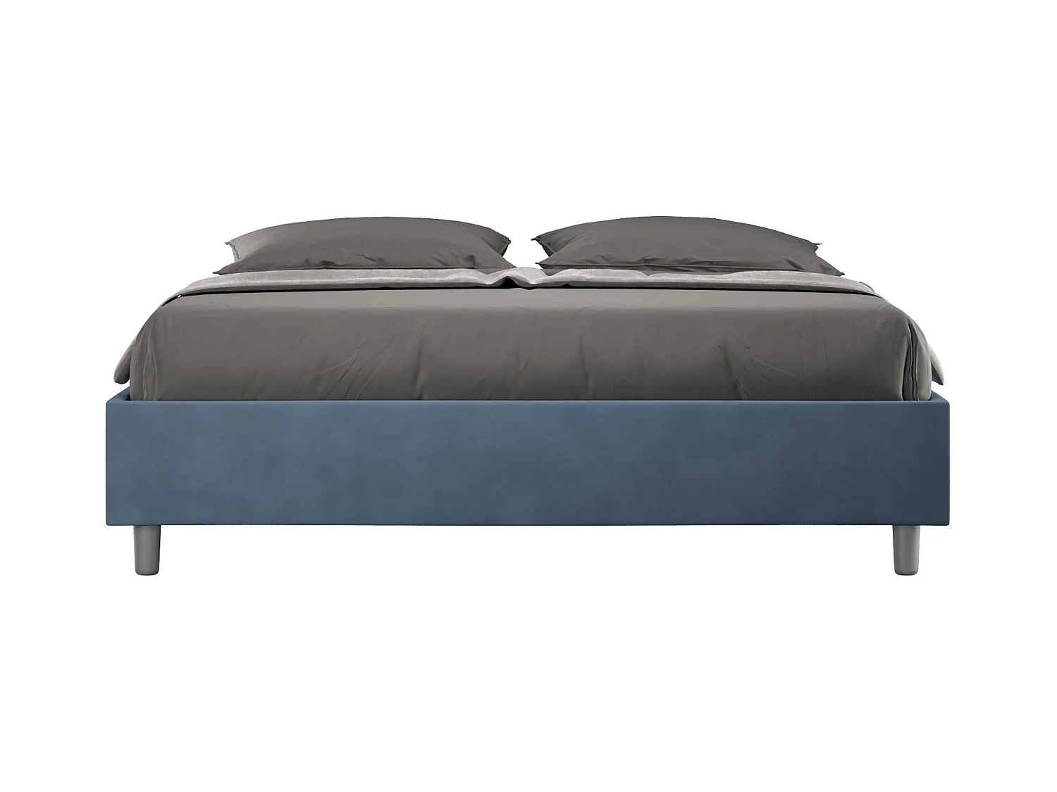 Lit coffre rembourré 160x210 microfibre bleu Azelia
