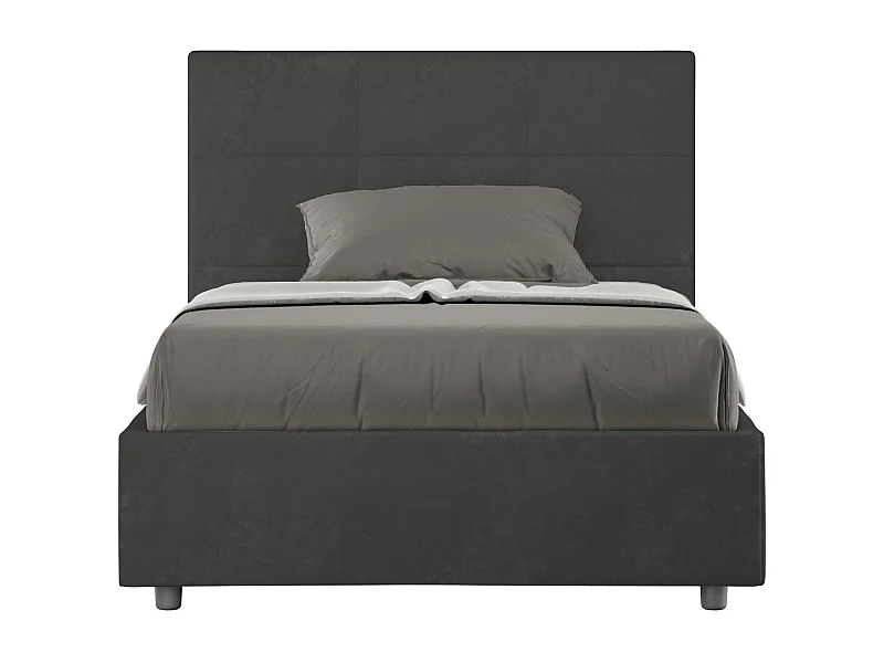 Cama contenedor tapizada 120x200 microfibra gris Mika