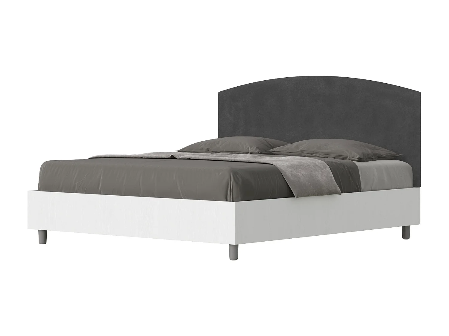 Letto contenitore 160x190 struttura bianco frassino testata Nobilitato/Microfibra grigio Antilia