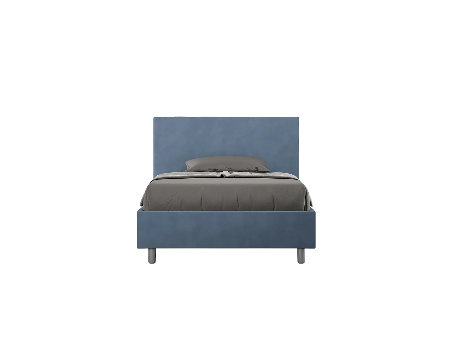 Lit 1 place et demi coffre rembourré 120x190 microfibre bleu Adele
