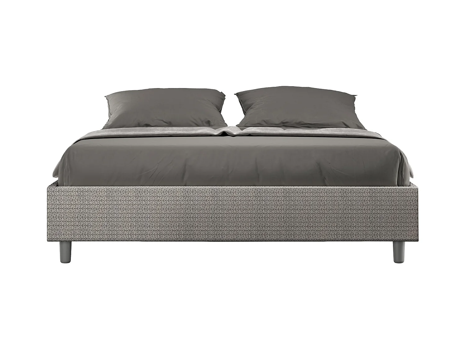 Lit avec sommier rembourré 160x210 tissu Labirinto 02 gris Azelia
