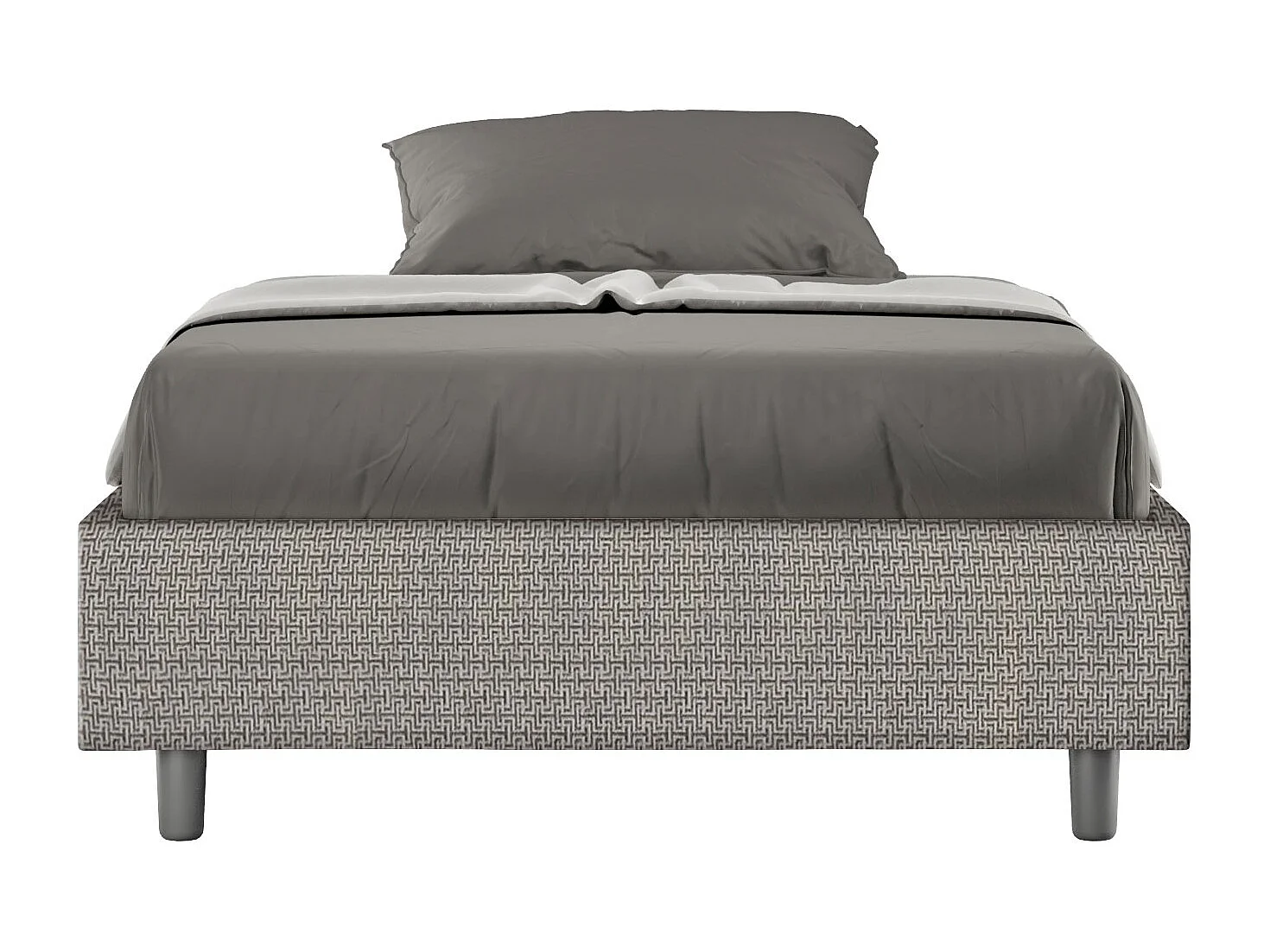 Cadre de lit 1 place et demi sans sommier rembourré 120x210 tissu Labirinto 2 gris Azelia
