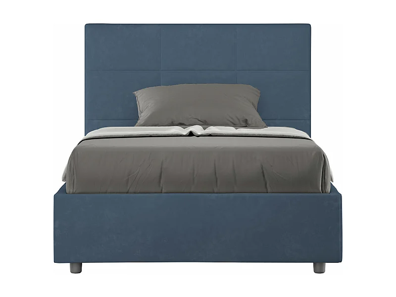 Cama Mika microfibra azul con somier acolchado 120x190