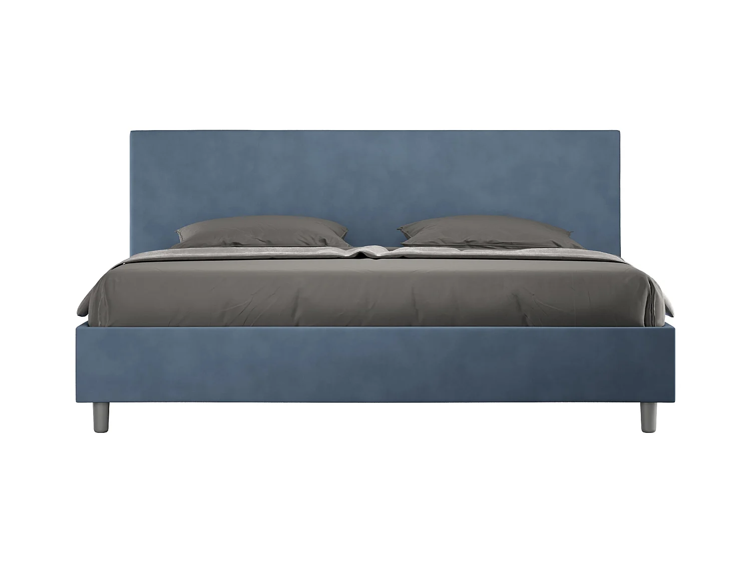 Adele blauw microvezel gestoffeerd bed zonder bedbodem 200x200