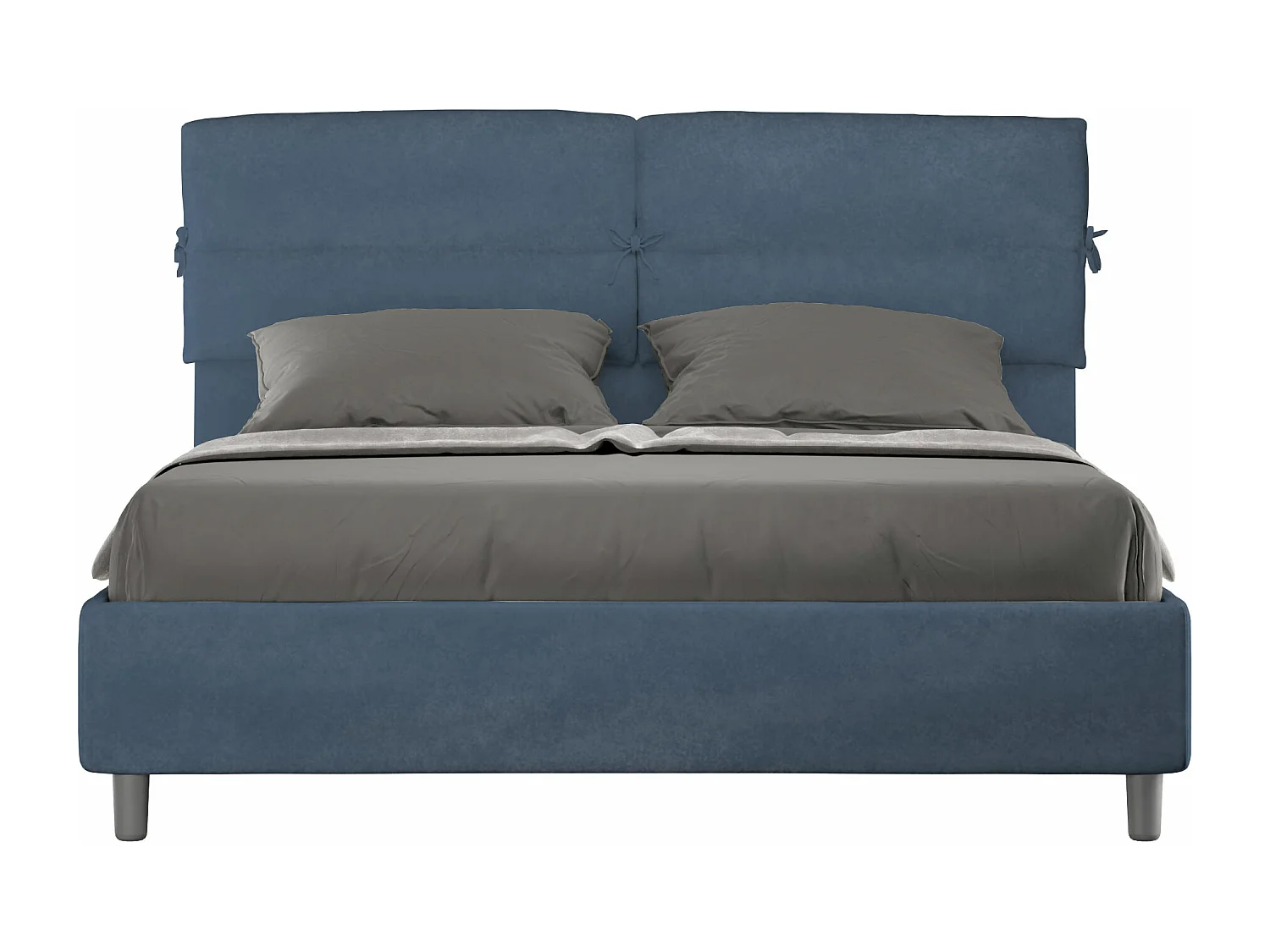 Letto con rete imbottito 160x210 microfibra blu Nandy