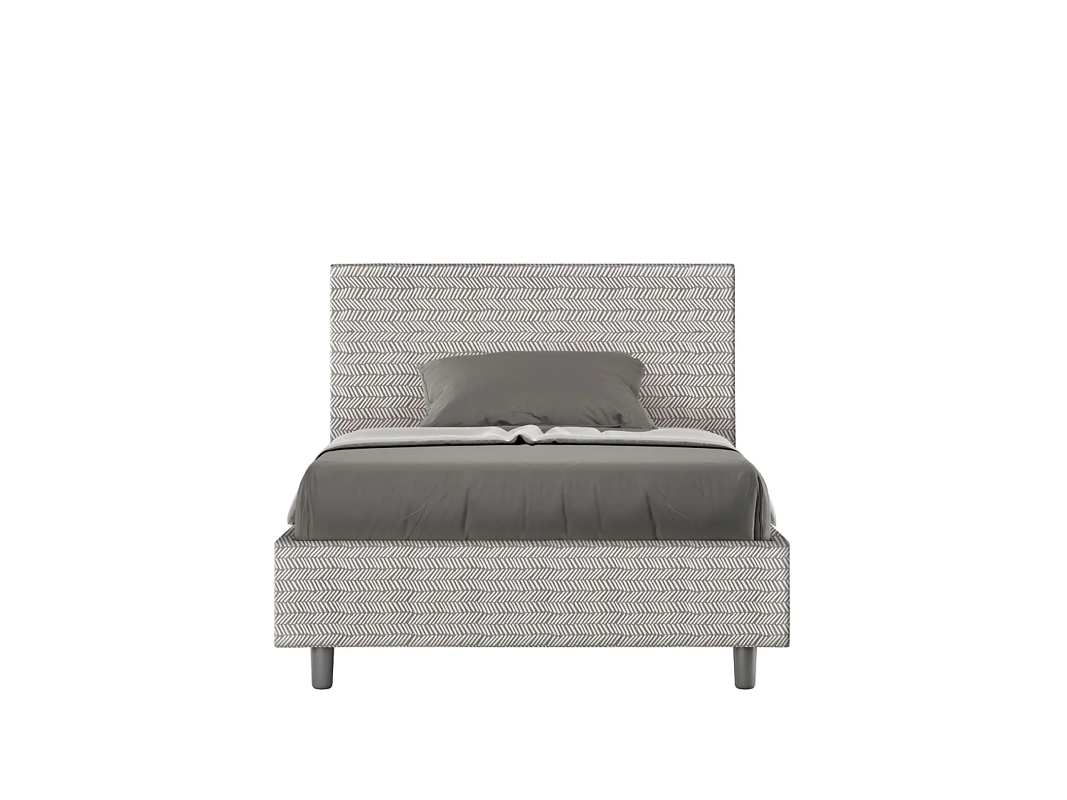 Lit 1 place et demi sans sommier rembourré 120x190 tissu Aragona 1 blanc Adele