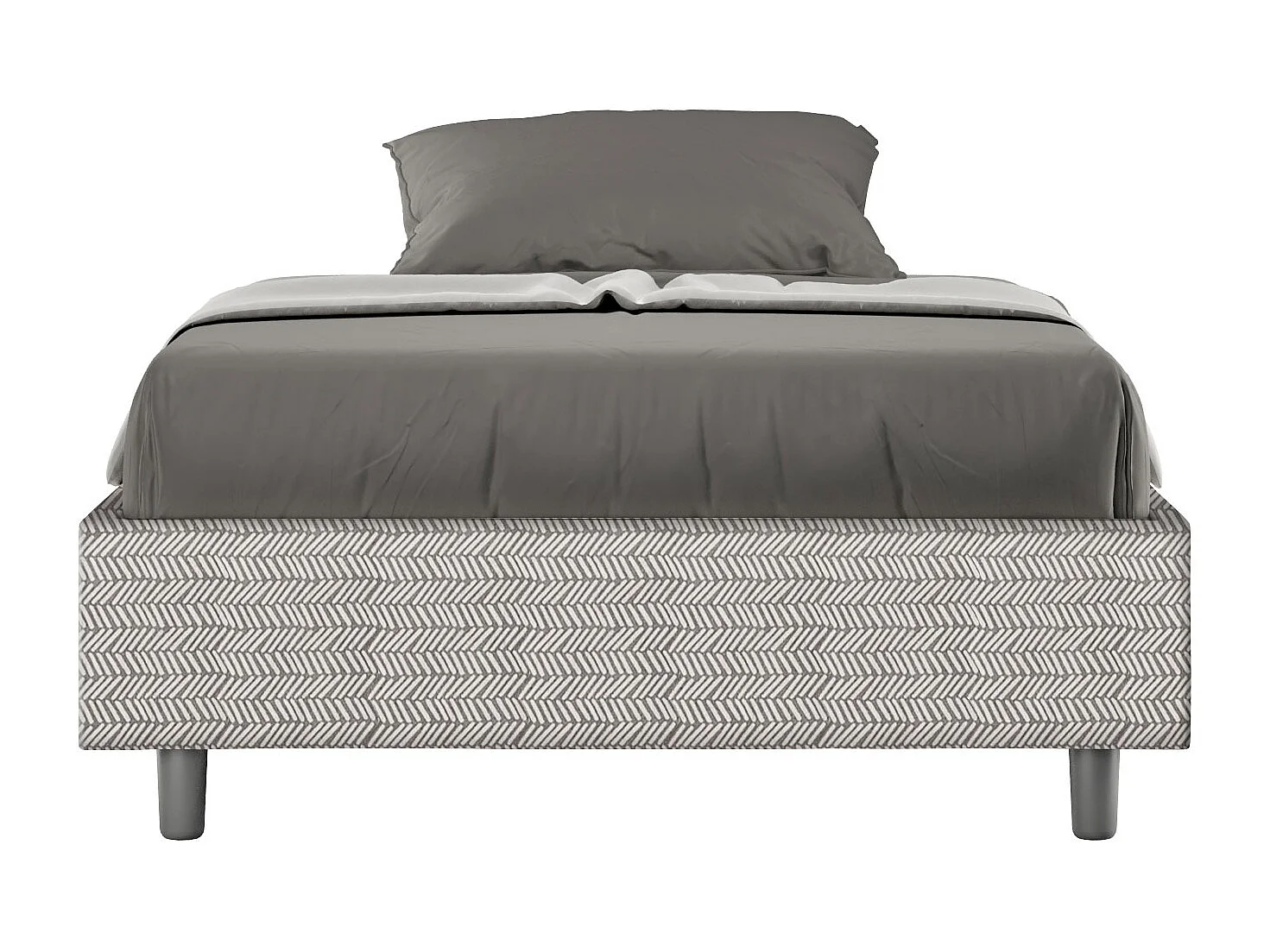 Cadre de lit 1 place et demi avec sommier rembourré 120x200 tissu Aragona 1 blanc Azelia